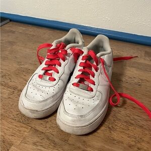White Sneakers with Red Laces